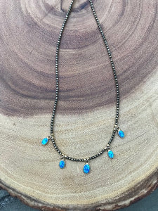 Blue Opal Charm Necklace